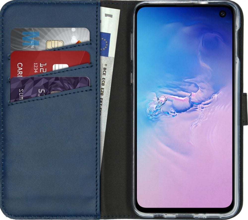 Selencia Echt Lederen Bookcase Samsung Galaxy S10e - Blauw