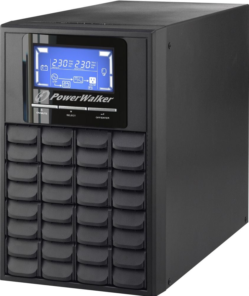 PowerWalker VFI 1000C LCD, Dubbele conversie (online), 1 kVA, 800 W, Sinus, 110 V, 300 V
