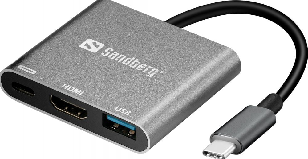 Sandberg Mini Dock - HDMI, USB-A, USB-C (V) naar USB-C (M)