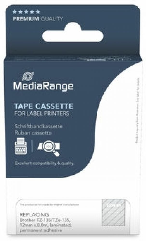 MediaRange Schriftbandka. Brother TZ-135/TZe-135 12mm 8m wei