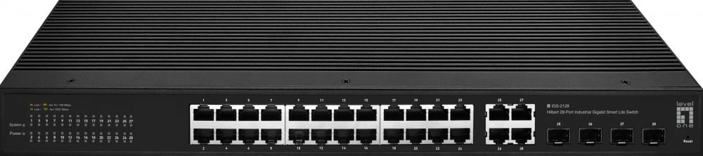 LevelOne Switch 28x GE IGS-2128 4xSFP, 24xRJ45 Ports zwart