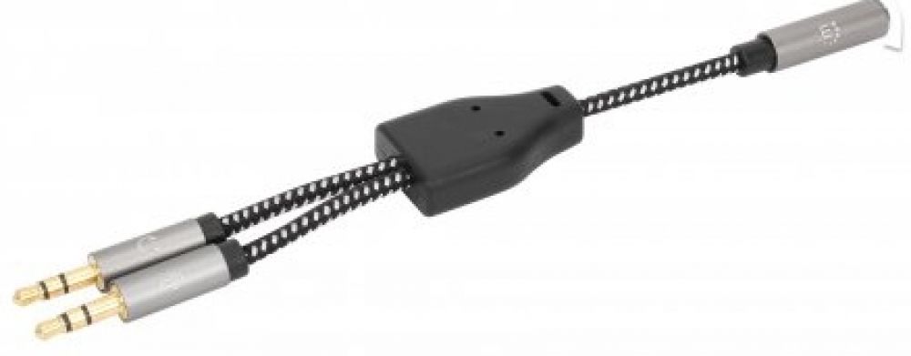 MANHATTAN Headset-Adapterkabel met Aux Y-Audiosplitter 15cm