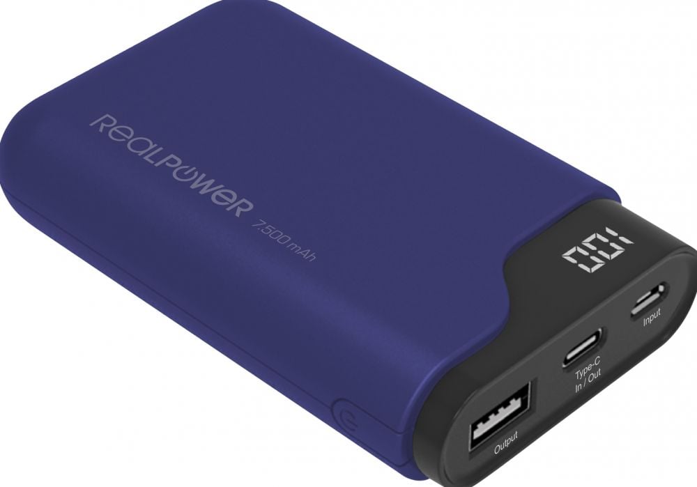Powerbank RealPower Type C 7500 midnight blue