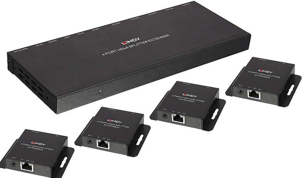 Lindy Extender & Splitter HDMI & IR Cat6 Loop Out 4 Port 50m