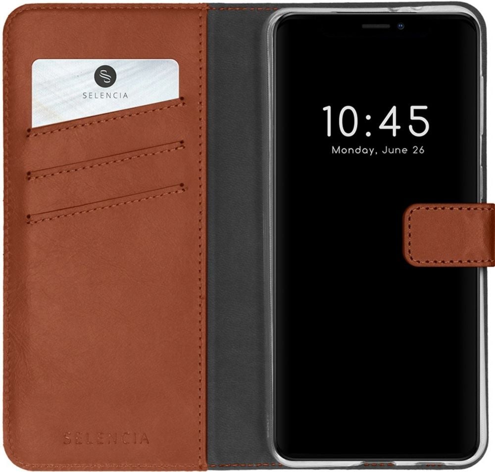 Selencia Echt Lederen Bookcase iPhone 13 - Lichtbruin