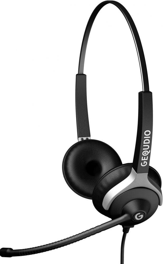 GEQUDIO Headset 2-Ohr voor Yealink,Snom,Grandstream met Kabel