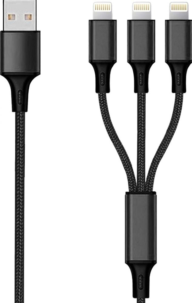 2GO 3 in 1 USB oplaadkabel - zwart