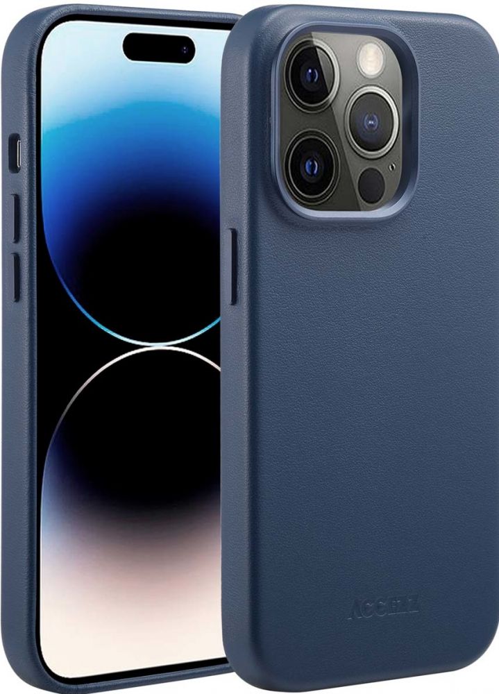 Accezz MagSafe Leather Backcover iPhone 14 Pro - Nightfall Blue