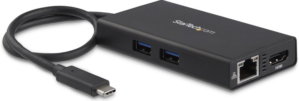 StarTech.com USB-C Multiport Adapter, USB-C Travel Dock met 4K HDMI, 60W Power Delivery Passthrough, GbE, 2pt USB-A 3.0 Hub, USB Type-C Mini Laptop