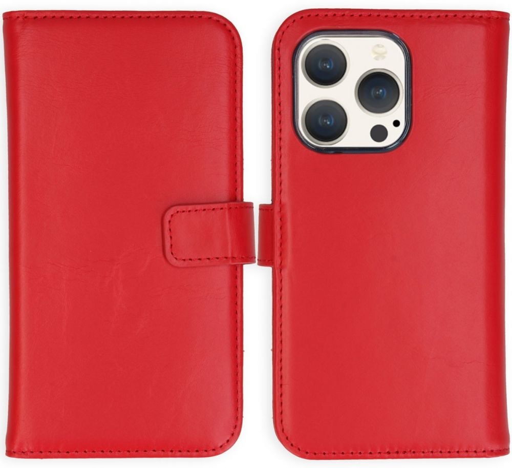 Selencia Echt Lederen Bookcase iPhone 15 Pro - Rood