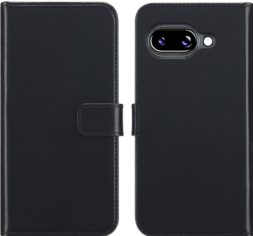 Selencia Echt Lederen Bookcase Google Pixel 9A - Zwart