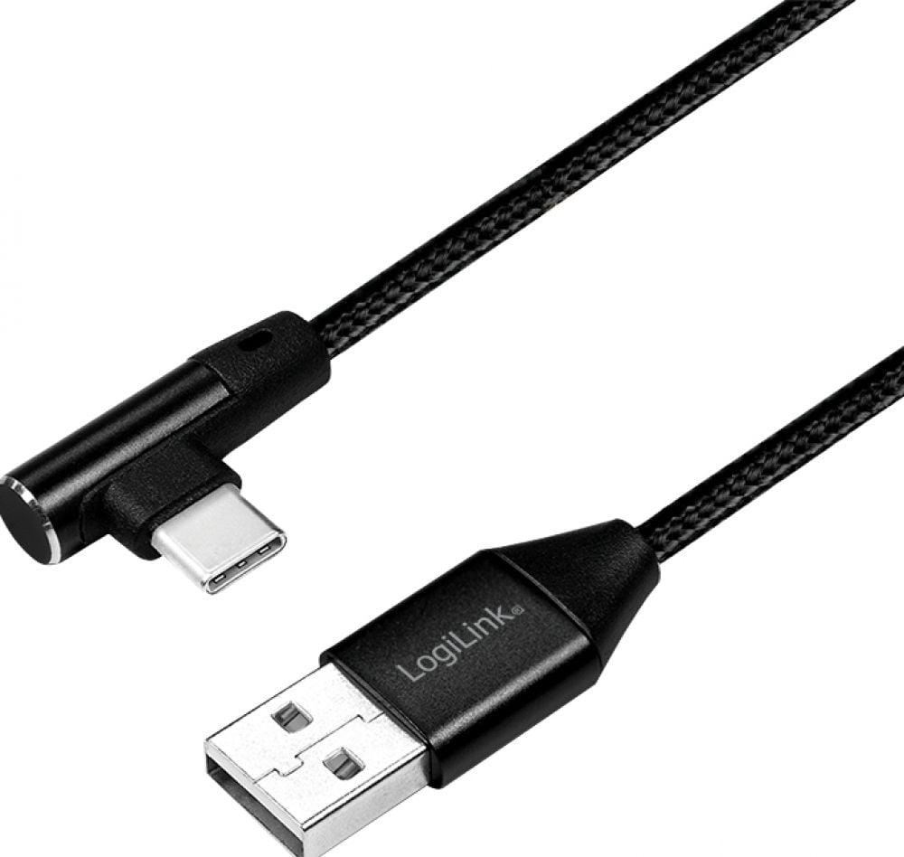 LogiLink USB-stekker USB 2.0 zu USB-C (90° gewinkelt) 0,3m