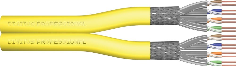 DIGITUS installatiekabel Cat7a S/FTP duplex 500m geel AWG22/1 (pallet zending)