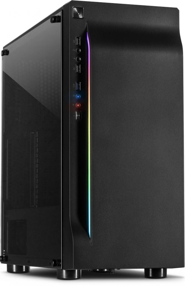 Inter-Tech A-3411 Creek RGB Gaming-Behuizing met Tempered Glas