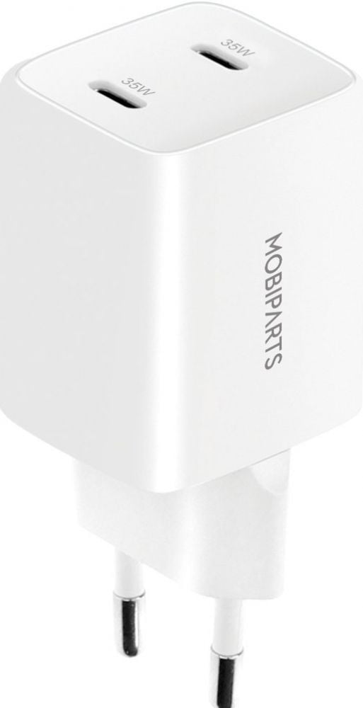Mobiparts GaN Wall Charger Dual USB-C 35W White - Batterijoplader