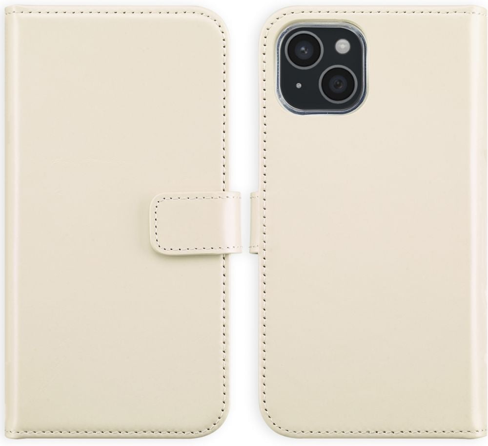 Selencia Echt Lederen Bookcase iPhone 15 - Greige