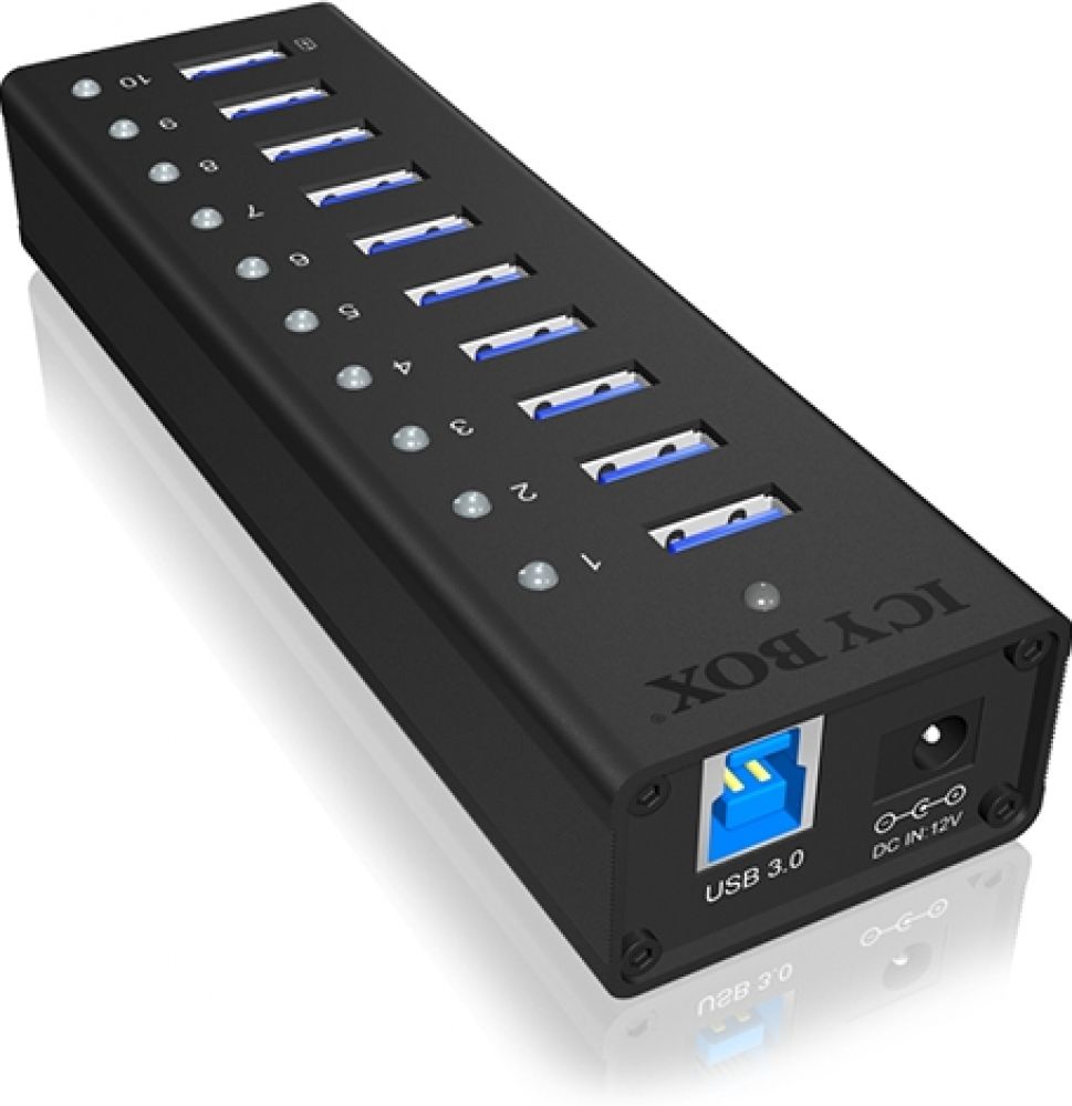 RAIDSONIC ICY BOX IB-AC6110, USB 3.2 Gen 1 (3.1 Gen 1) Type-B, USB 3.2 Gen 1 (3.1 Gen 1) Type-A, 5000 Mbit/s, Zwart, Aluminium, China