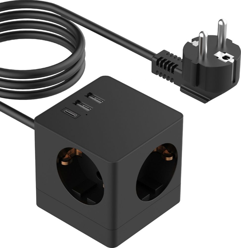 Accezz PowerCube Strip | 6-in-1 - 1x USB-C + 2x USB-A + 3x stopcontact