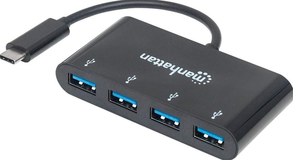 Manhattan USB 3.1 Gen1 TypeC-Hub 4 USB A-Ports Strom meer dan USB