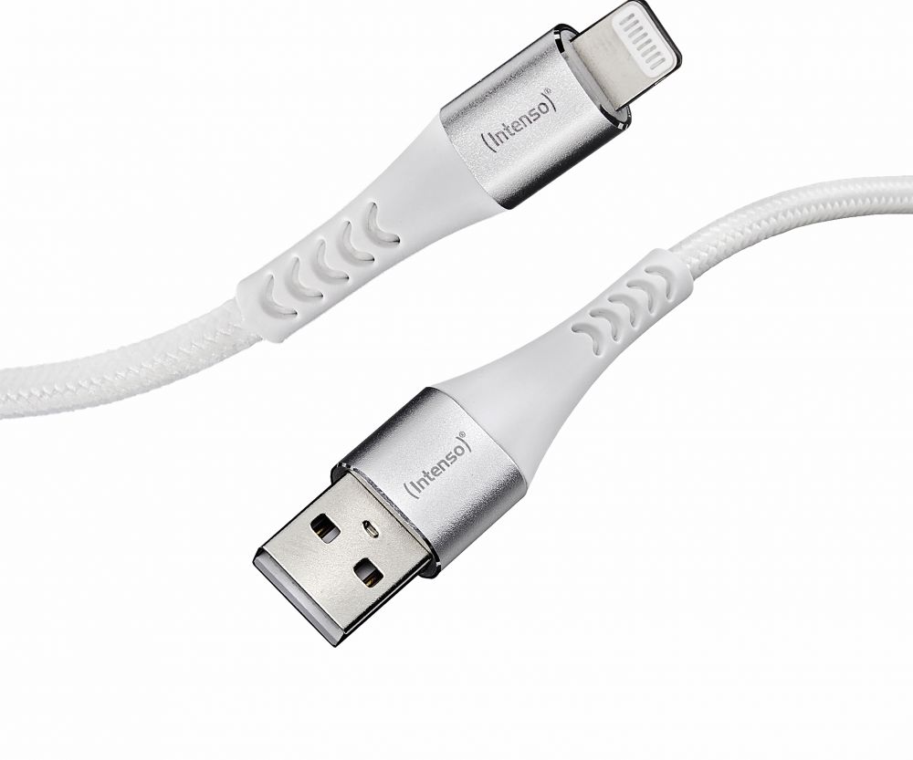 Cable Intenso USB-A to Lightning 1,5m White Charging+Data Transfer, Nylon