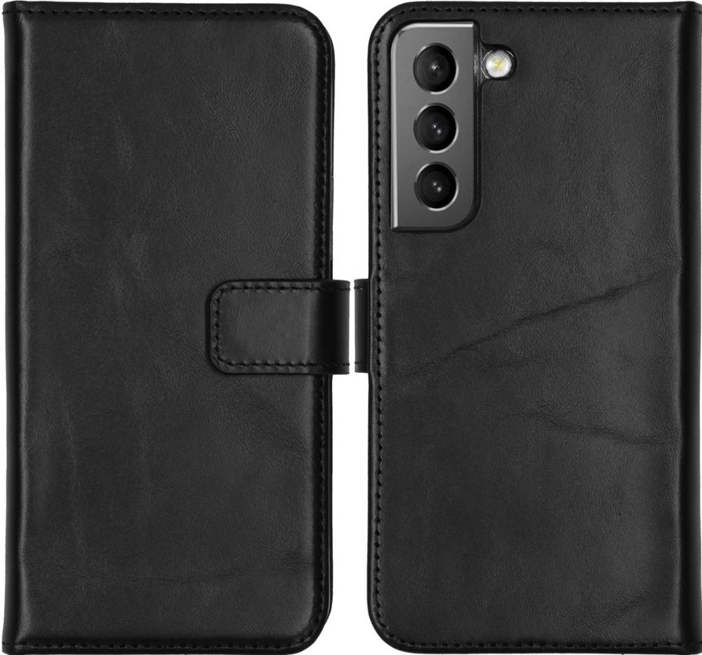 Selencia Echt Lederen Bookcase Samsung Galaxy S22 - Zwart