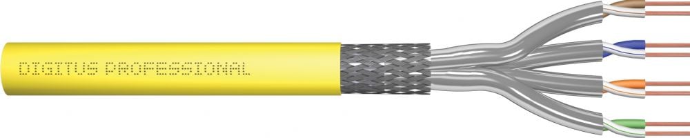 DIGITUS installatiekabel Cat7a S/FTP tw.Pair 500m geel AWG22/1 (pallet zending)