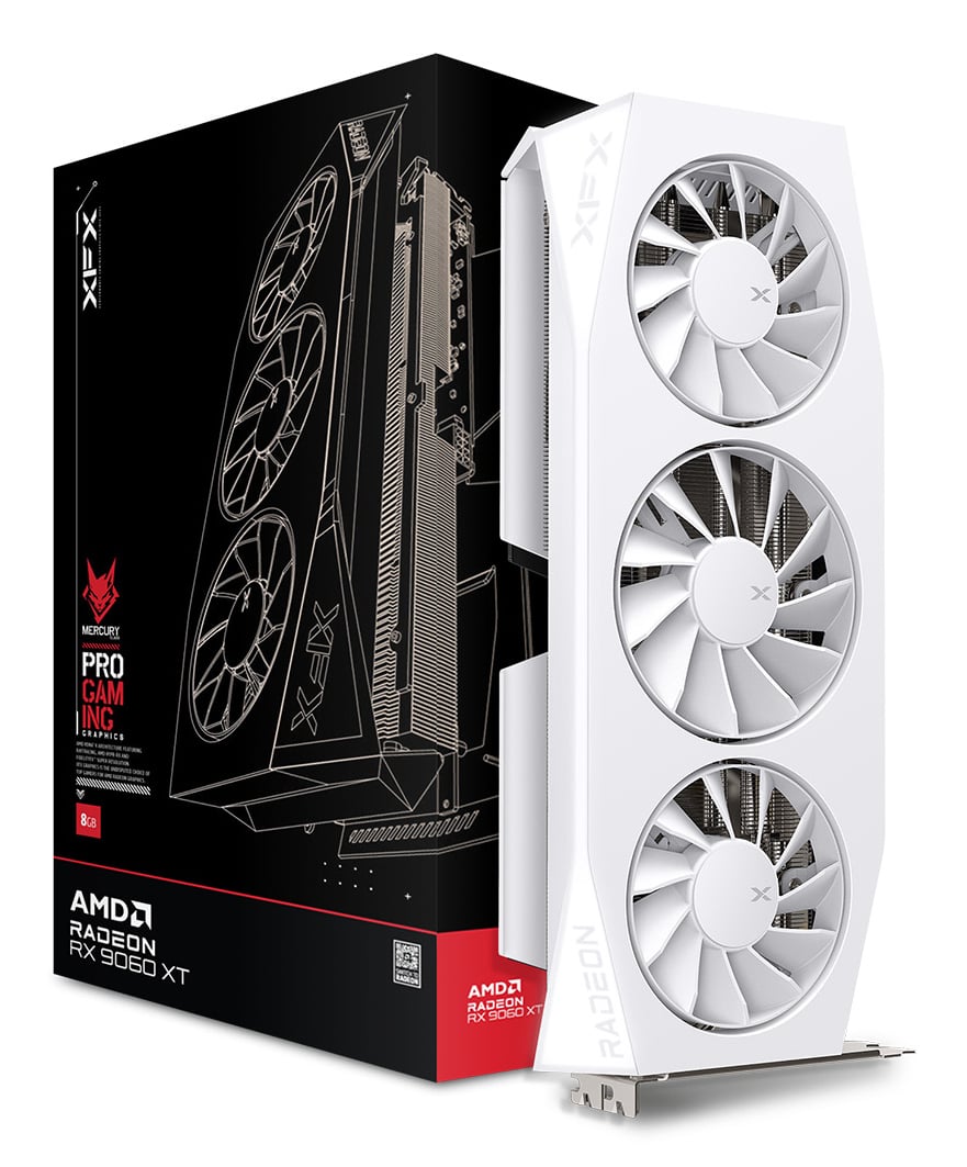 XFX Mercury AMD Radeon RX 9060 XT OC White Gaming Edition - Videokaart