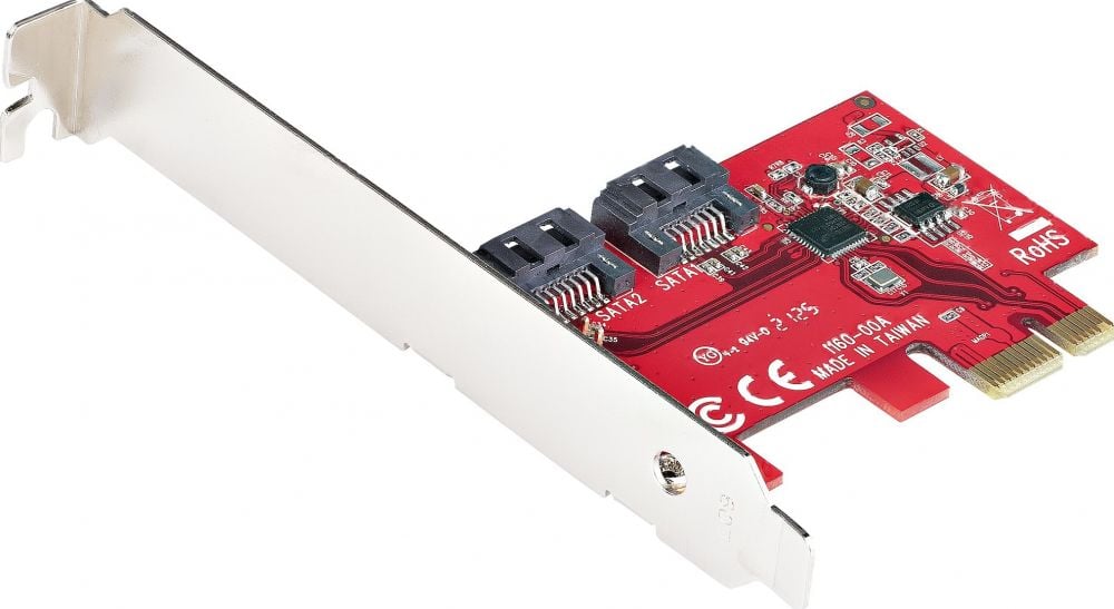 StarTech.com SATA PCIe Kaart, 2 Port PCIe SATA Uitbreidingskaart, 6Gbps, FullLow Profile, PCI Express naar SATA AdapterController, ASM1061 Non-Raid,