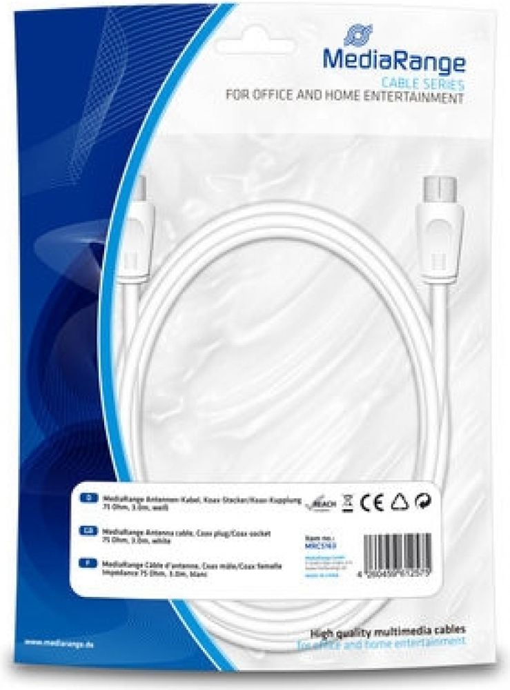 MediaRange Antenen-Kabel Koax-Stecker/Kupplung 75Ohm 3.0m we