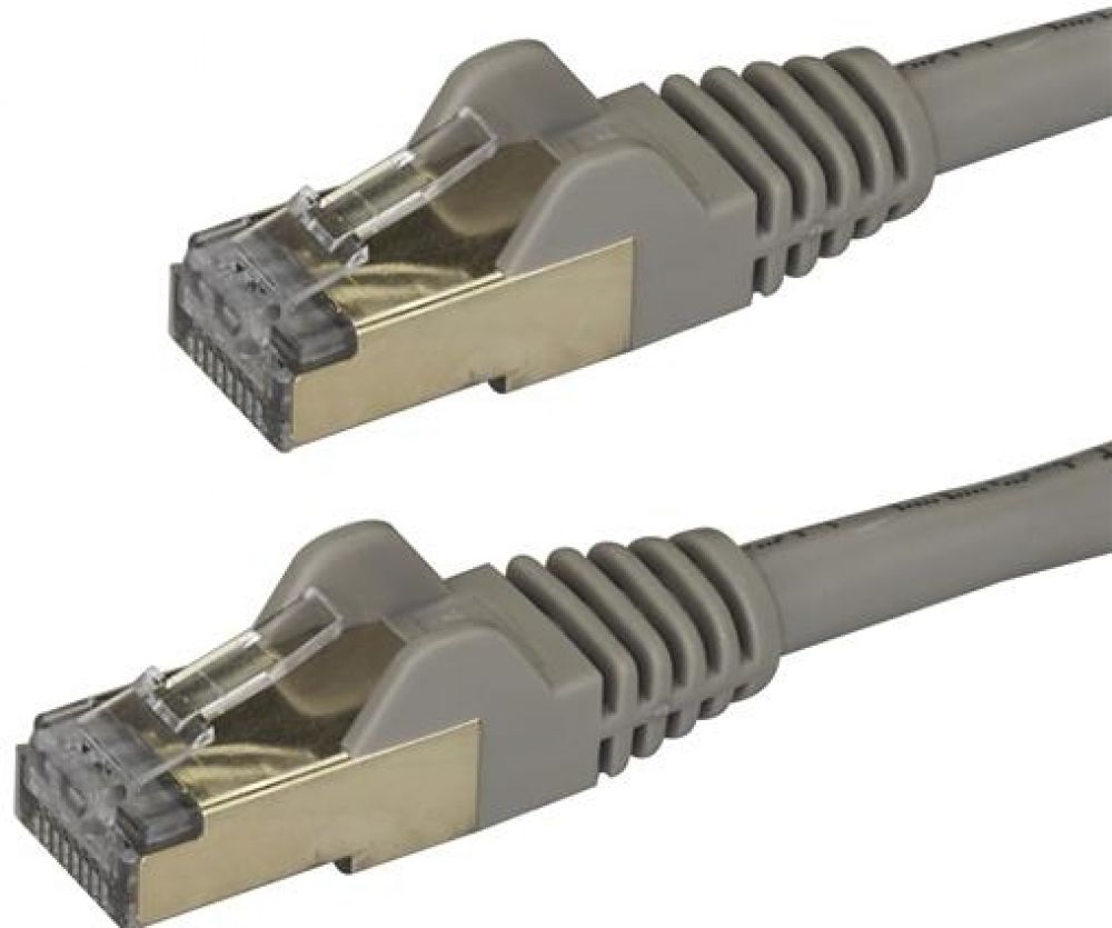 StarTech.com 3m CAT6A Ethernet Cable, 10 Gigabit Shielded Snagless RJ45 100W PoE Patch Cord, CAT 6A 10GbE STP Network Cable wStrain Relief, Grey,