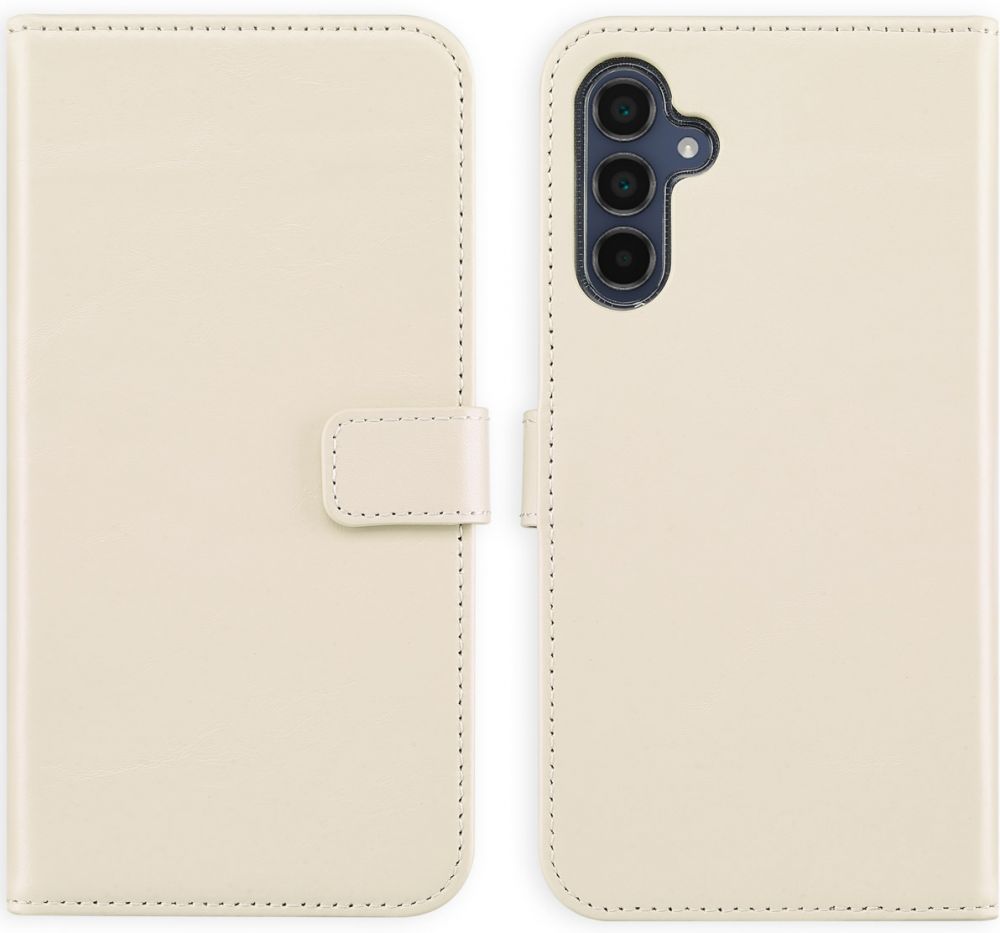 Selencia Echt Lederen Bookcase Samsung Galaxy A15 (5G / 4G) - Greige
