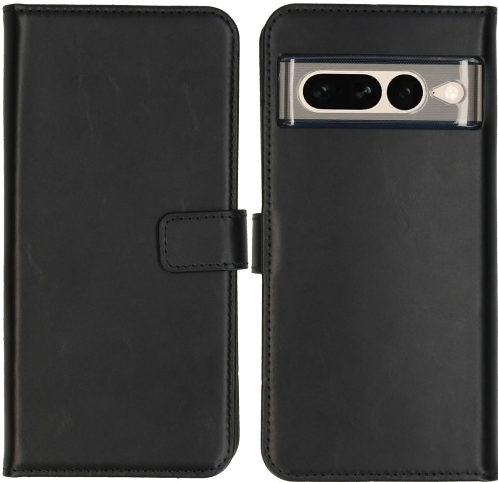Selencia Echt Lederen Bookcase Google Pixel 7 Pro - Zwart