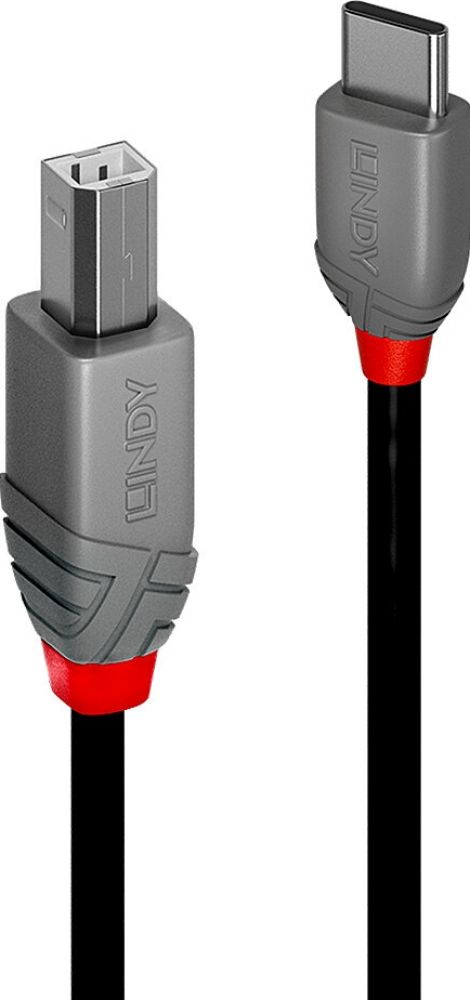 Lindy 1m USB 2.0 Type C an B Kabel, Anthra Line