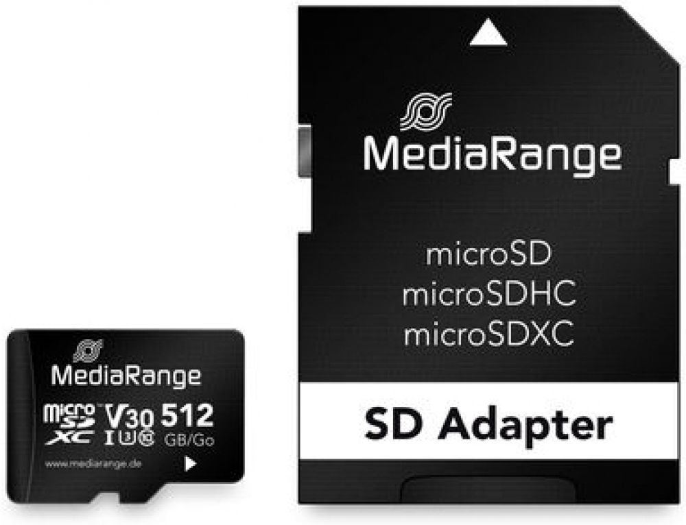 MediaRange SD MicroSD Card 512GB UHS-1 Cl.10 inkl. Adapter