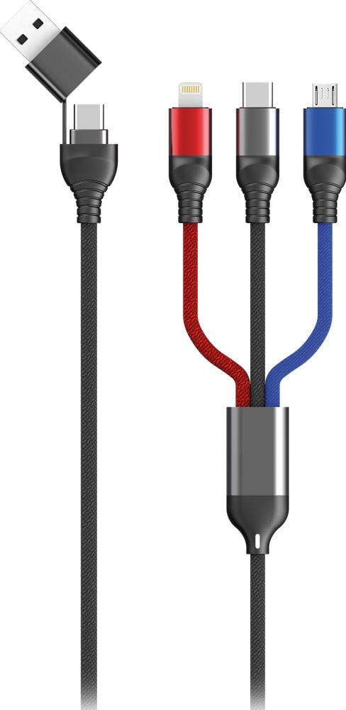 2GO USB / Type C Ladekabel All in One schwarz 120cm