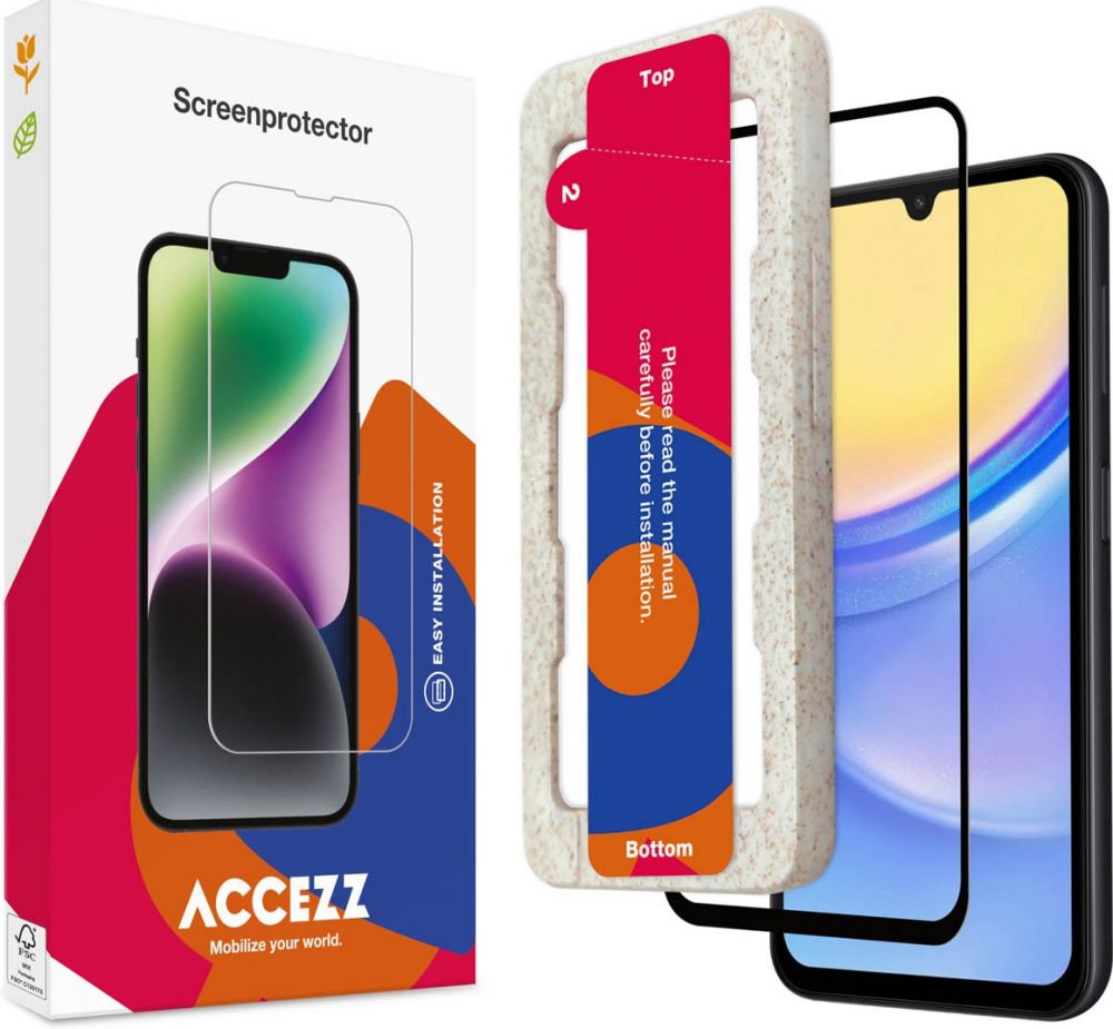 Accezz Gehard Glas Full Cover Screenprotector met applicator Samsung Galaxy A15 (5G/4G)