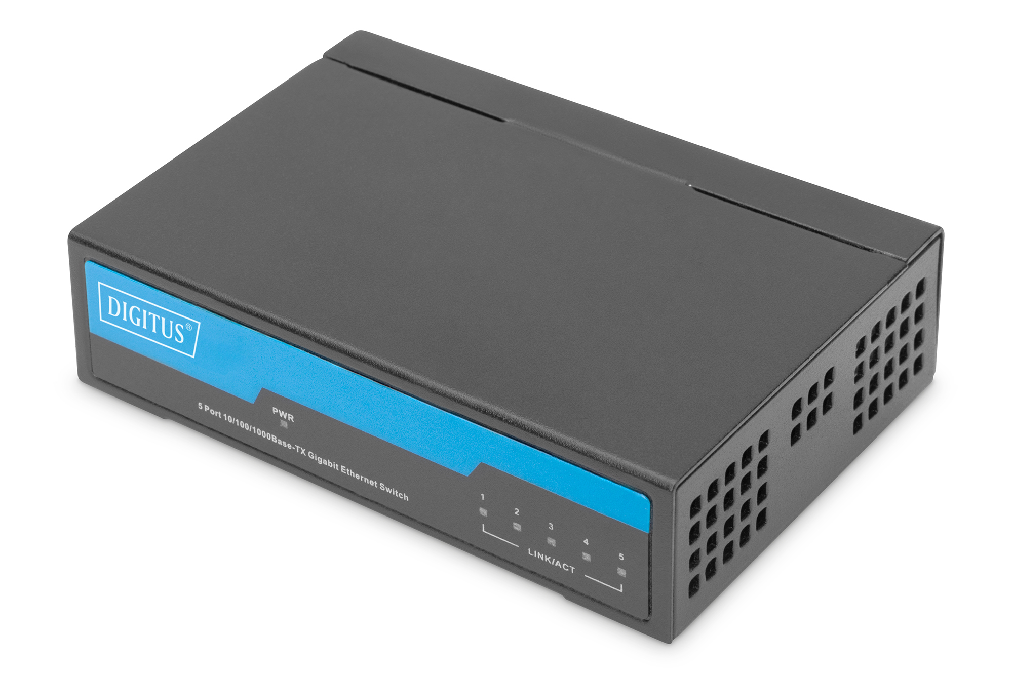 DIGITUS Switch 5-Port Gigabit Unmanaged metale behuizing zwart