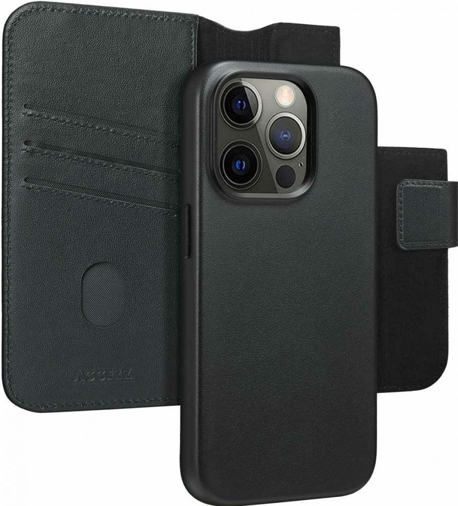Accezz Leather Bookcase 2-in-1 met MagSafe iPhone 15 Pro - Onyx Black