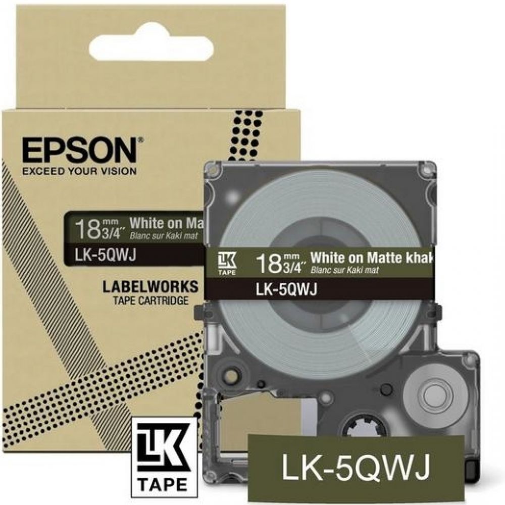 EPSON Epson LabelWorks LK-5QWJ - Wit op mat kaki