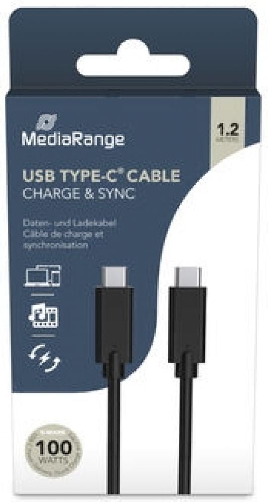 MediaRange USB-C Lade-/Datenkabel USB 3.1 10Gbit/s 1,2m sw