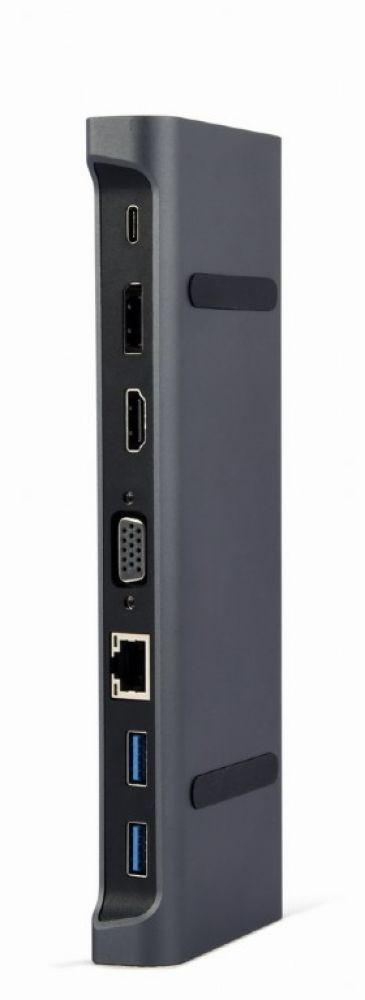 gembird USB Type-C 9-in-1 combi Adapter HUB+HDMI+DP+LAN grijs