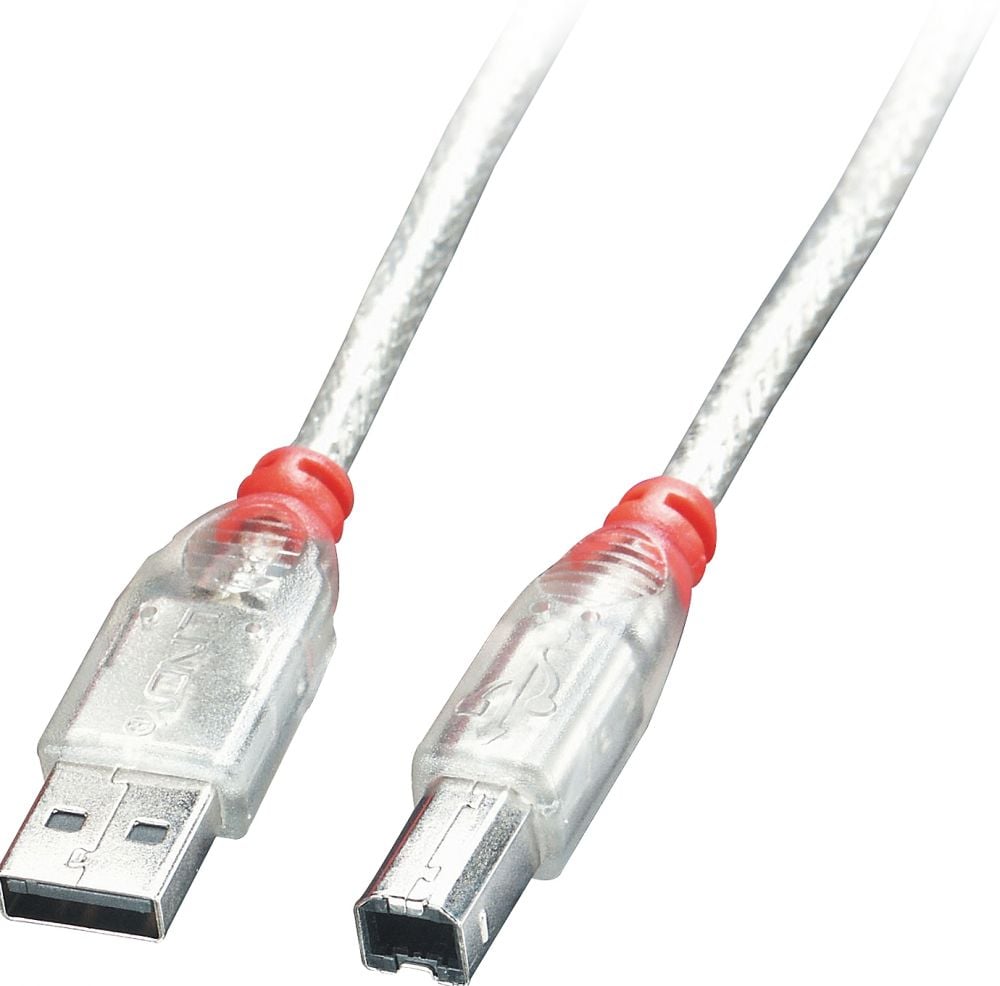 Lindy USB 2.0 Kabel Type A/B transparant M/M 0.2m