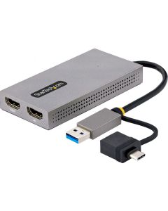 StarTech.com USB to Dual HDMI Adapter, USB AC to 2x HDMI Monitors (1x 4K 30Hz, 1x 1080p), Integrated USB-A to C Dongle, 4in11cm Cable, Windows & macOS - USB 3.0 to HDMI Multi-Monitor Display Adapter for Laptop (107B-USB-HDMI)
