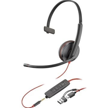 Poly Blackwire 3215 - USB-A, USB-C, 3,5mm Jackplug