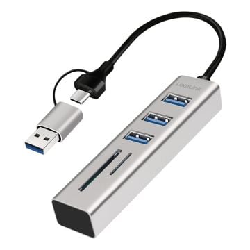 Logilink USB 3.0 HUB, 3x USB-A, SD/microSD-Slot, 5 Gbit/s