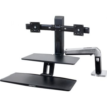 Ergotron WorkFit-A Dual Workstation with Suspended Keyboard Standing Desk - Bevestigingskit (bureauklembevestiging, draaibaar, flexibele arm, toetsenbordplateau, werkoppervlak, omhooggaande arm, houder voor toetsenbordplateau)