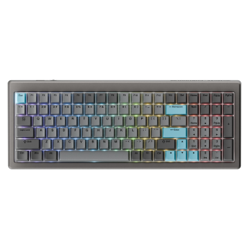 Ducky Cushion 98, 96%, US-Layout, Shush Red Switches Silver - Toetsenbord