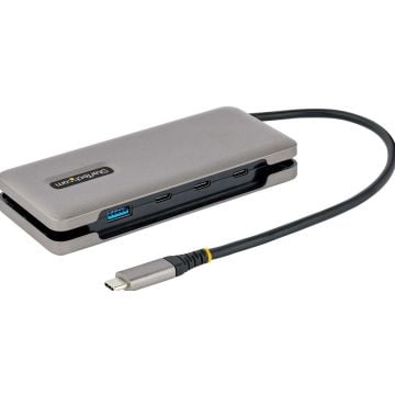 StarTech.com 4-Port USB-C Hub, 1x USB-A and 3x USB-C Ports, USB 3.1 10Gbps, Bus Powered, USB Type C Hub with 9.8in (25cm) Wrap-Around Cable, Portable USB-C to USB-A Hub - USB Expansion Hub (HB31CM1A3CB)