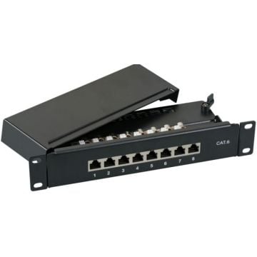EFB Mini-Patchpanel STP 8xRJ45 Cat.6A,10"" 1HE,grijs