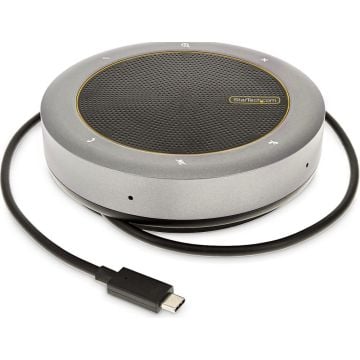 StarTech.com USB-C Conference Speaker Mini Dock, Portable Boardroom Speaker and Multiport Adapter, USB-C to VGA or 4K 60Hz HDMI, 2x USB-A (5Gbps) Hub, MicSpeaker - TeamsZoomSoftphone Speakerphone (DKTBRSPMPD)